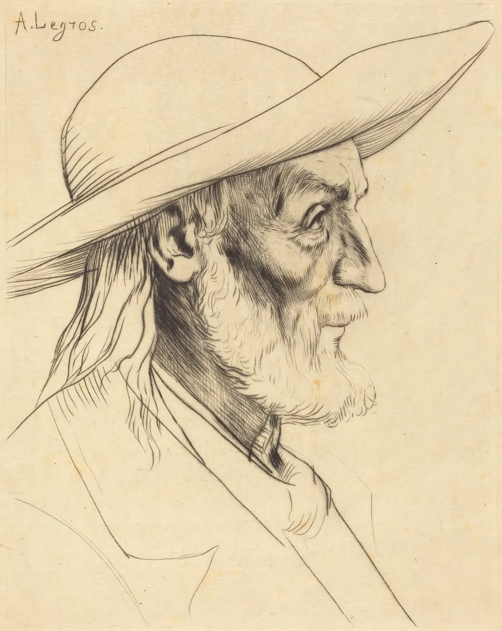 Breton Peasant (Paysan breton), by Alphonse Legros, ink, 1874