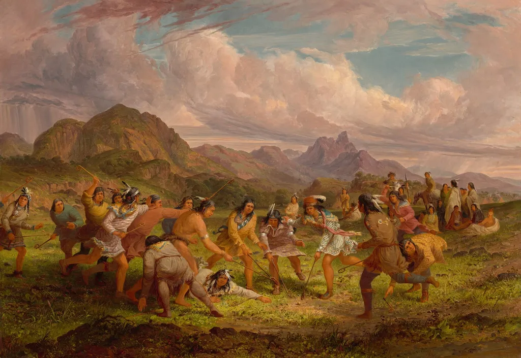 Ball Playing among the Sioux Indians, by Seth Eastman, oil, 1851