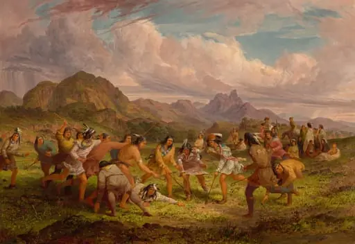 Ball Playing among the Sioux Indians, by Seth Eastman, oil, 1851