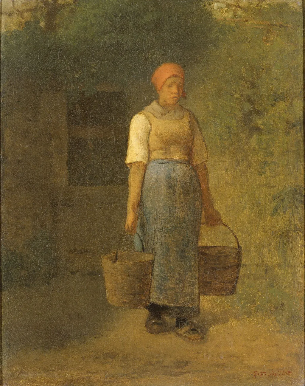Girl carrying Water, by Francisque Millet, oil
