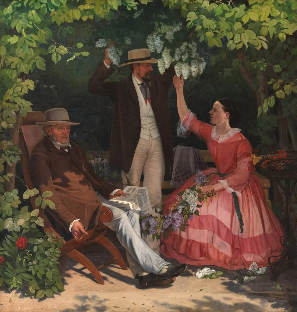 I lysthuset, by Vilhelm Kyhn, oil, 1858