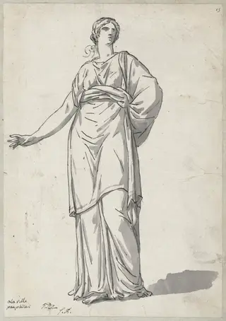 Woman from the Villa Pamphili, by Jacques-Louis David, ink, 1778