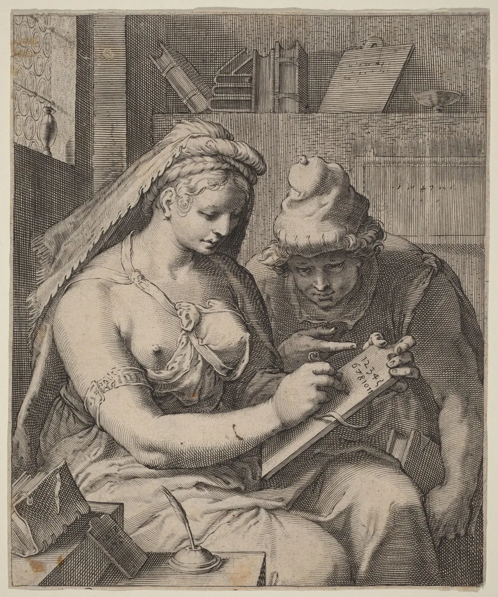 Arithmetic, by Cornelis Jacobsz Drebbel, ink, 1597