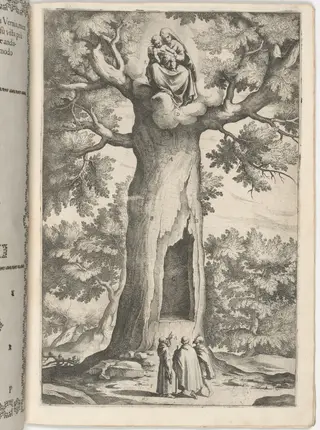 Apparition of the Virgin in the Beech Tree (Faggio dell'apparizione della Vergine) [plate P], by Jacopo Ligozzi, ink, 1612