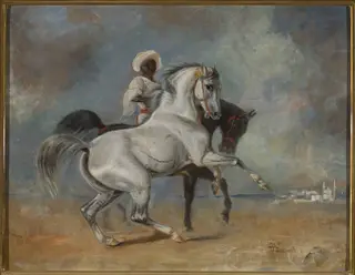Black man with horses, by Wacław Pawliszak, unspecified, 1895