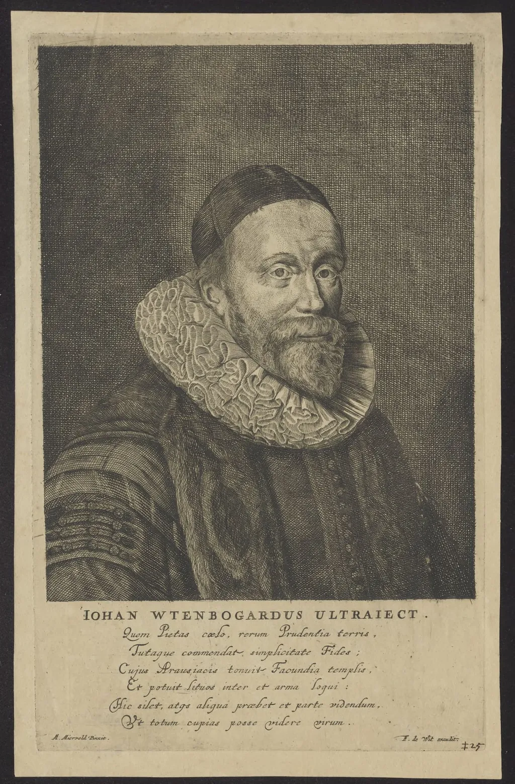 Portrait of Johannes Wttenbogaert, Remonstrant minister, by Frederik de Wit, unspecified, 1620
