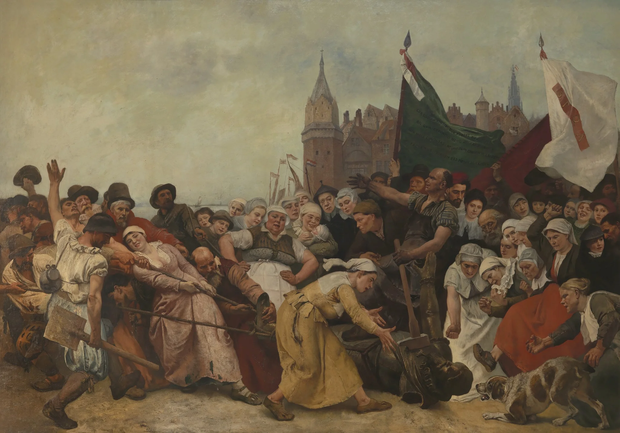 The Shattered Statue of the Duke of Alva Being Dragged Through the Streets, detail