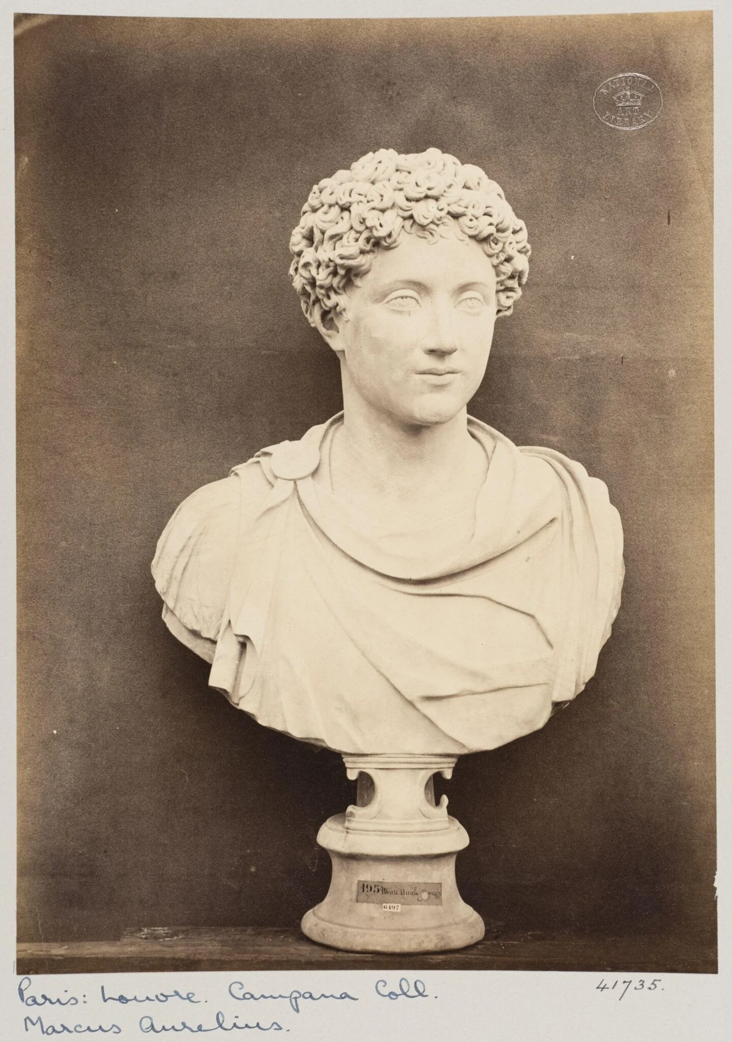 Marble bust of the Emperor Marcus Aurelius, detail