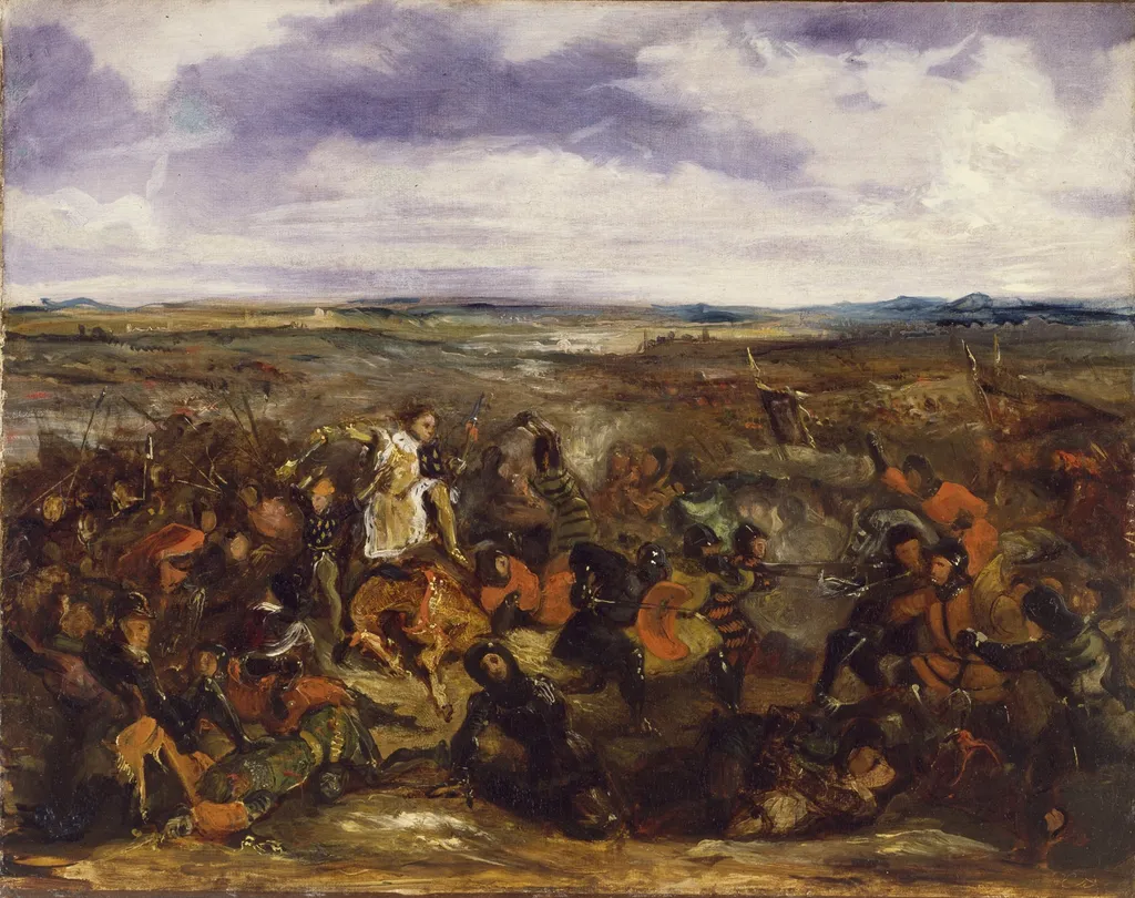 Sketch for the Battle of Poitiers, by Eugène Delacroix, oil, 1829