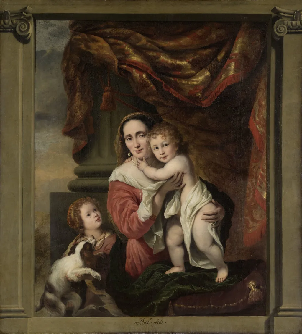 Caritas: Joanna de Geer (1629-1691) with her Children Cecilia Trip (1660-1728) and Laurens Trip (b. 1662), by Ferdinand Bol, unspecified, 1666