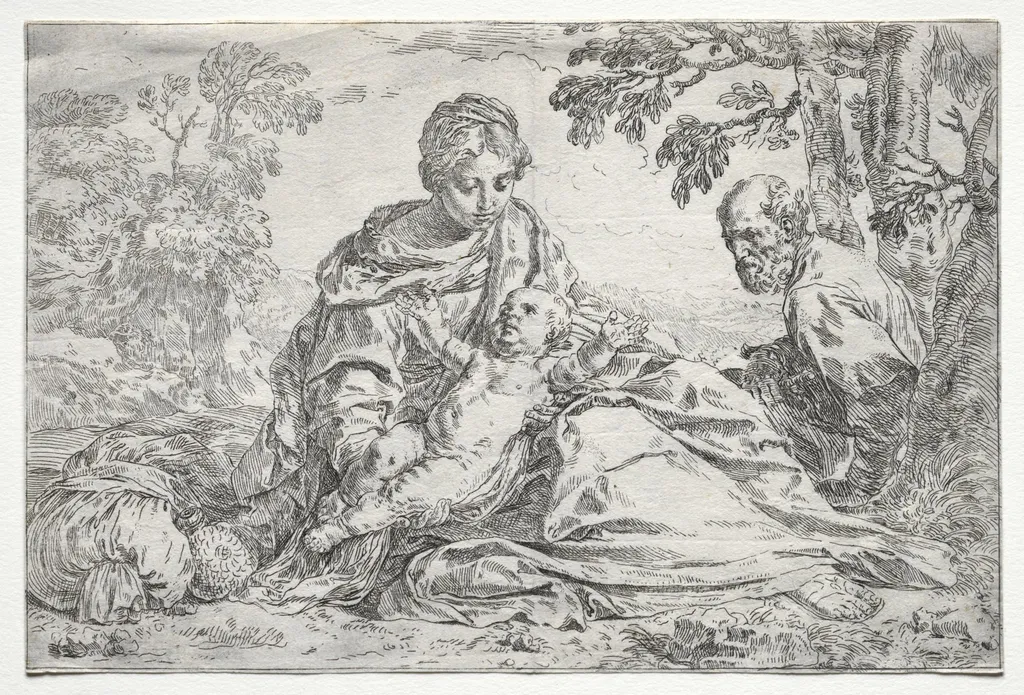 Rest on the Flight into Egypt, by Simone Cantarini, 1640