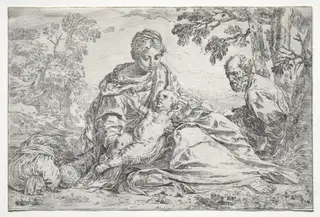 Rest on the Flight into Egypt, by Simone Cantarini, 1640