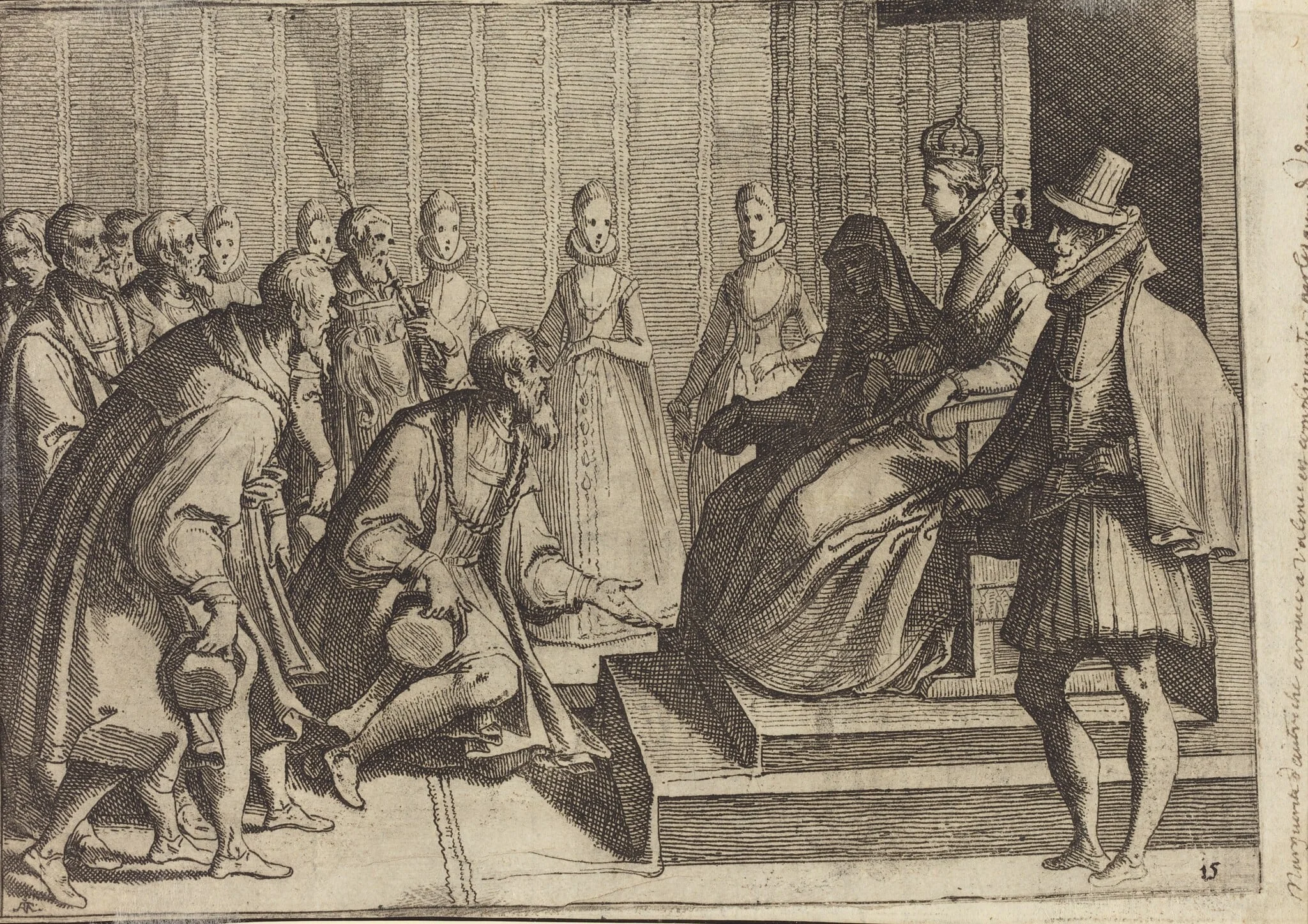 Margaret of Austria Giving Audience to a Nobleman [verso], detail