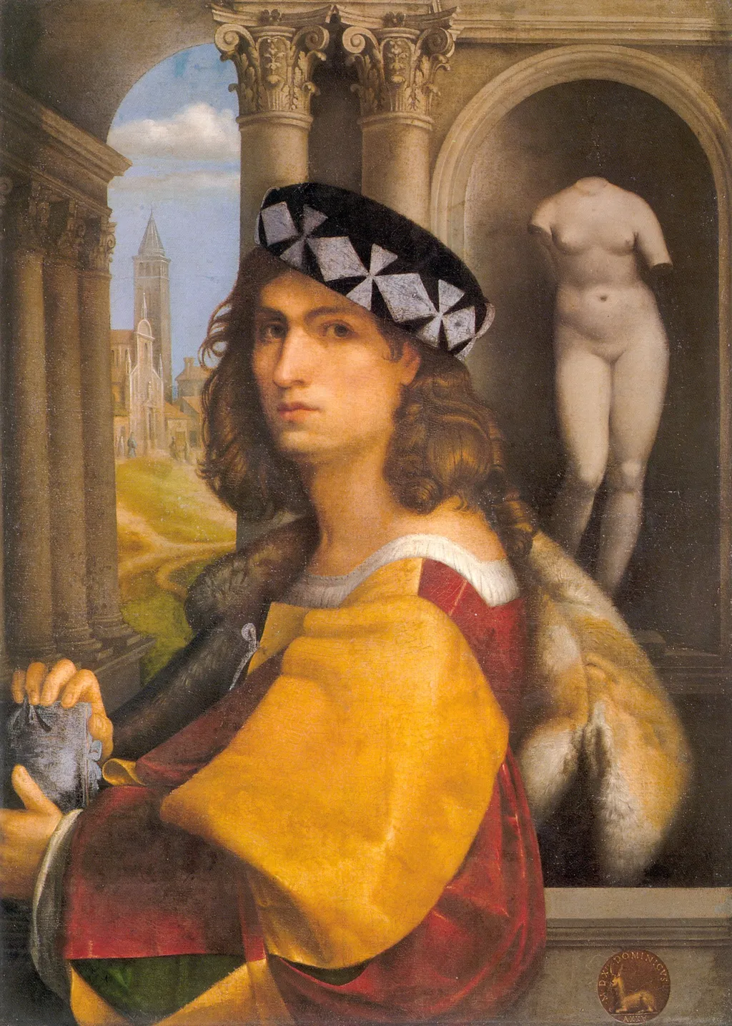 Male portrait (self-portrait), by Domenico Caprioli, oil, 1512