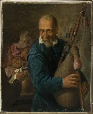 Bagpipe player, by David Teniers the Younger, oil, 1660