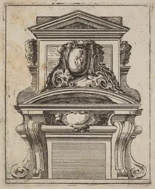 Architectural Motif with a Figure, by Carlo Antonio Buffagnotti, ink, 1690