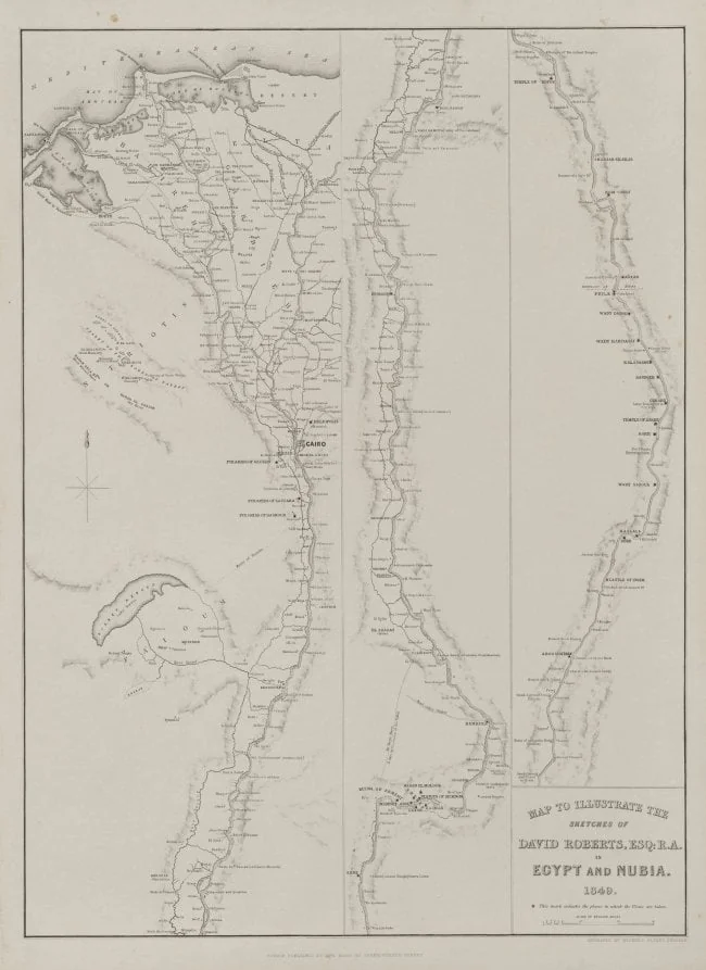 Egypt and Nubia, Volume III: Map to Illustrate the Sketches of David Roberts, Esq: R.A. in Egypt and Nubia 1849, detail