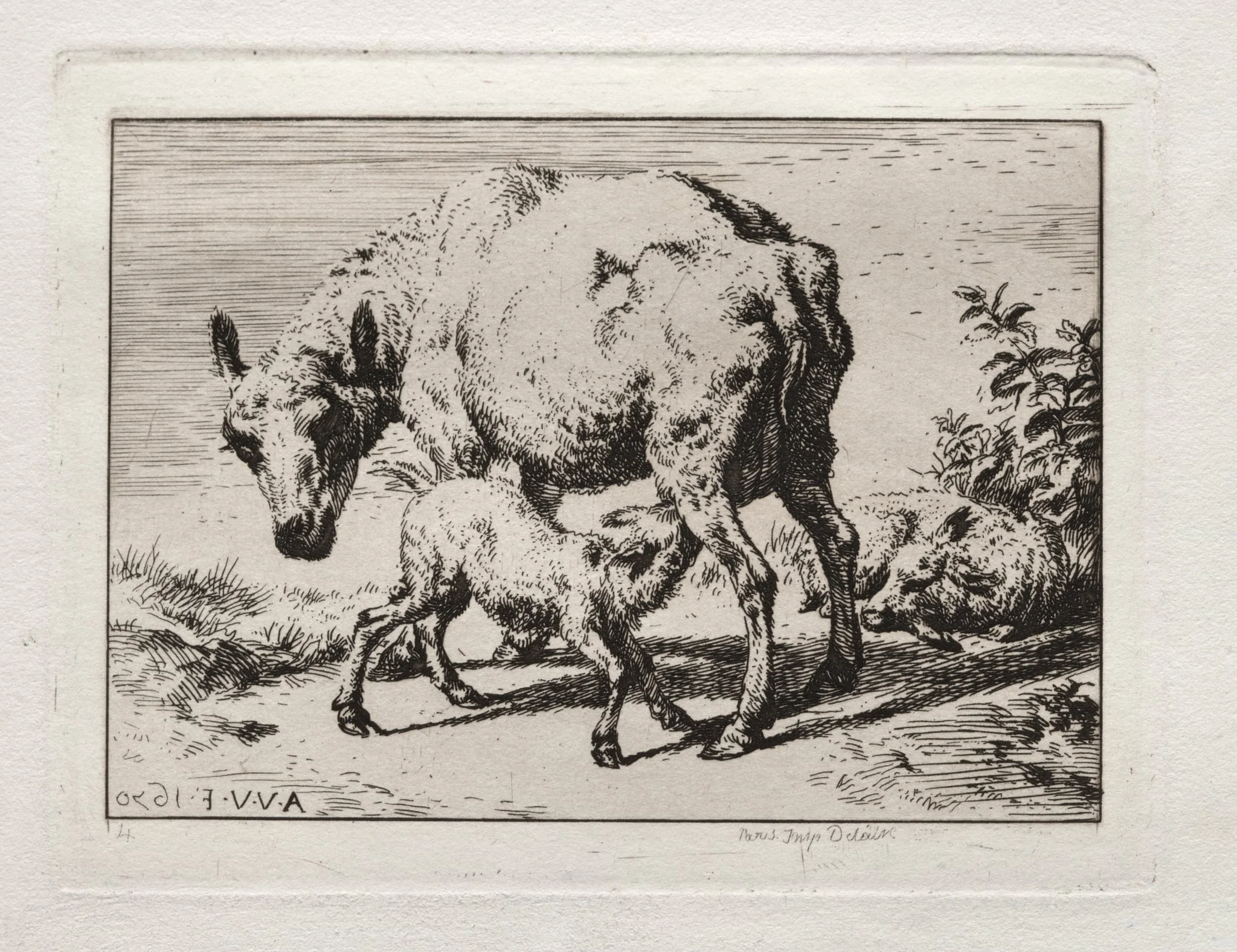 The Ewe with Two Lambs, detail