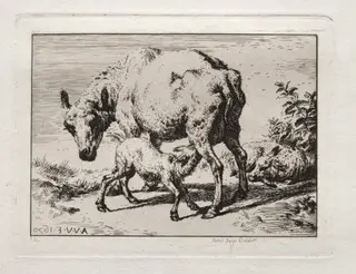 The Ewe with Two Lambs, by Charles Meryon, 1850
