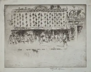Brasserie, Au Lion Rouge, by Joseph Pennell, ink, 1893