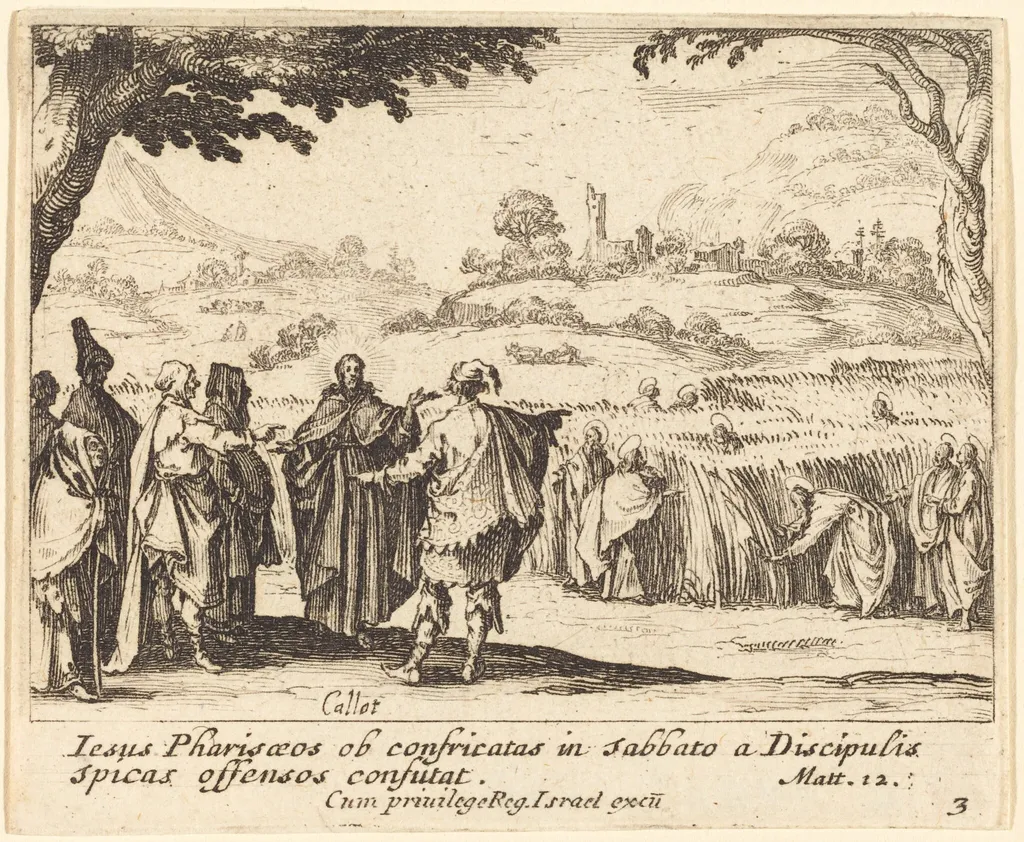 Jesus with the Pharisees, by Jacques Callot, ink, 1635