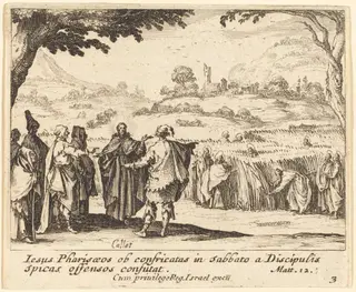 Jesus with the Pharisees, by Jacques Callot, ink, 1635