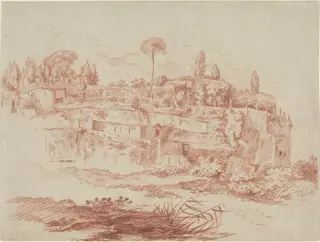 Gardens of the Villa Mattei, by Jacques-François Amand, chalk, 1760