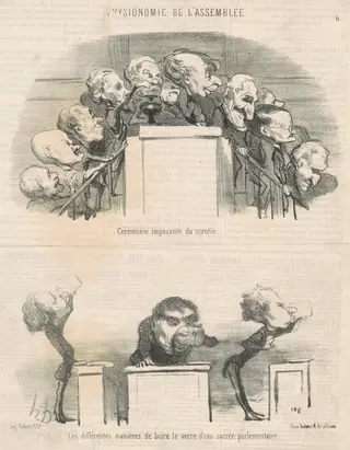 Cérémonie imposante du scrutin, by Honoré Daumier, ink, 1849