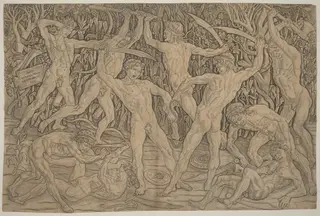 Battle of the Nudes, by Antonio del Pollaiuolo, ink, 1472