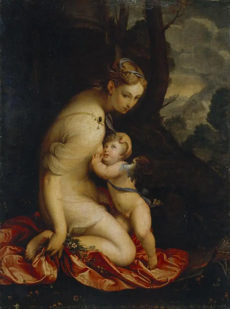 Venus Sucking Cupid, by Lavinia Fontana, oil, 1610