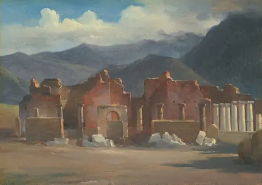 The Forum at Pompeii, by Achille Etna Michallon, oil, 1819