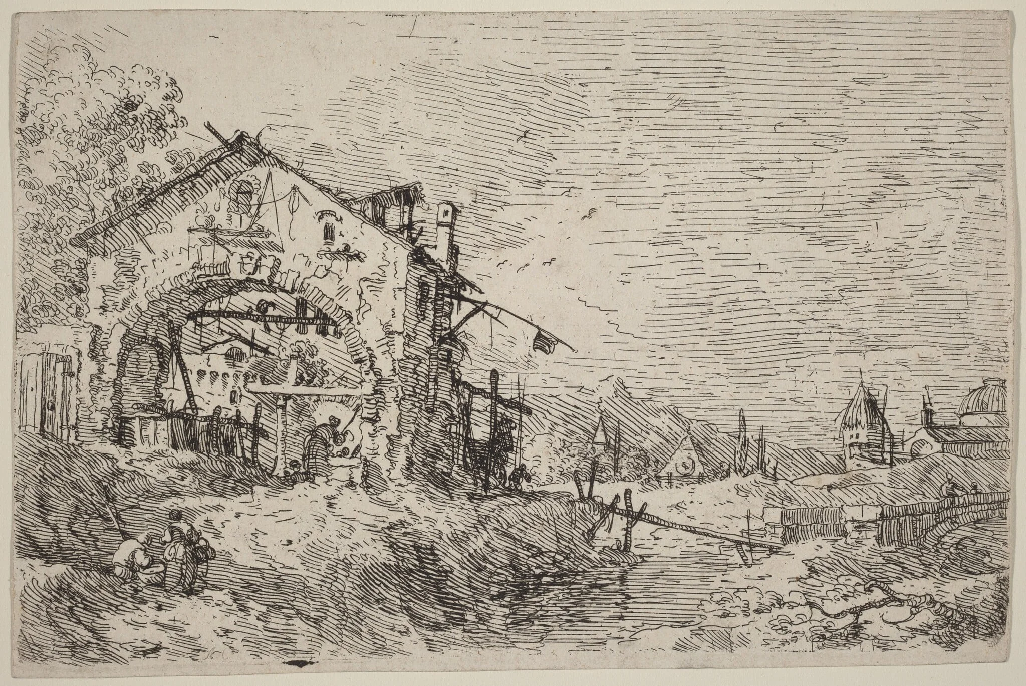 Landscape with a Woman at a Well, detail
