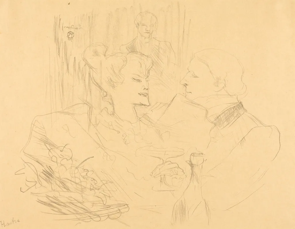 Supper in London (Souper à Londres), by Henri de Toulouse-Lautrec, ink, 1896