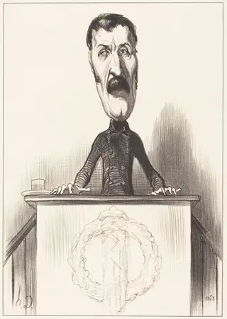 Jules Bastide, by Honoré Daumier, ink, 1849