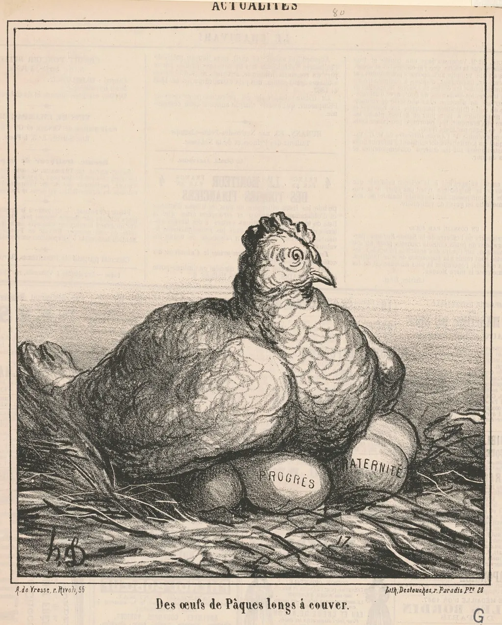 Des oeufs de Pâques longs â couver, by Honoré Daumier, ink, 1868