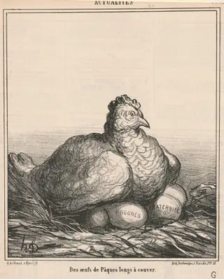 Des oeufs de Pâques longs â couver, by Honoré Daumier, ink, 1868