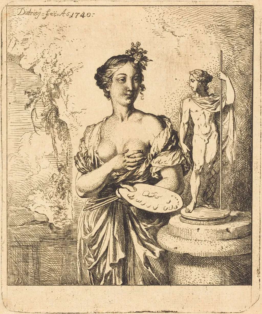 Painting, by Christian Wilhelm Ernst Dietrich, ink, 1740