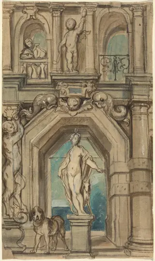 Design for a Wall Decoration [recto], by Jacob Jordaens, ink, 1642