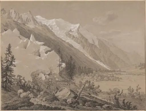 Vue du Mont Blanc, by Jean Antoine Linck, chalk, 1804