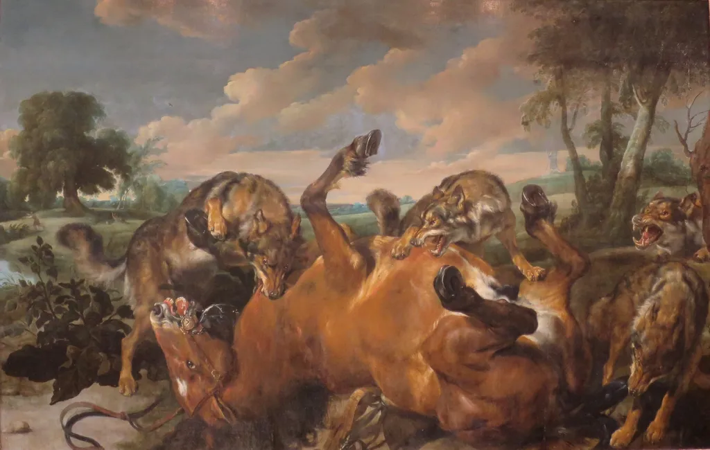 Wolves Attacked the Horse, by Jan Wildens, oil, 1630