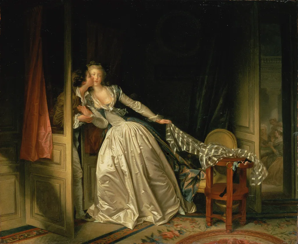 The Stolen Kiss, by Jean Honoré Fragonard, oil, 1794
