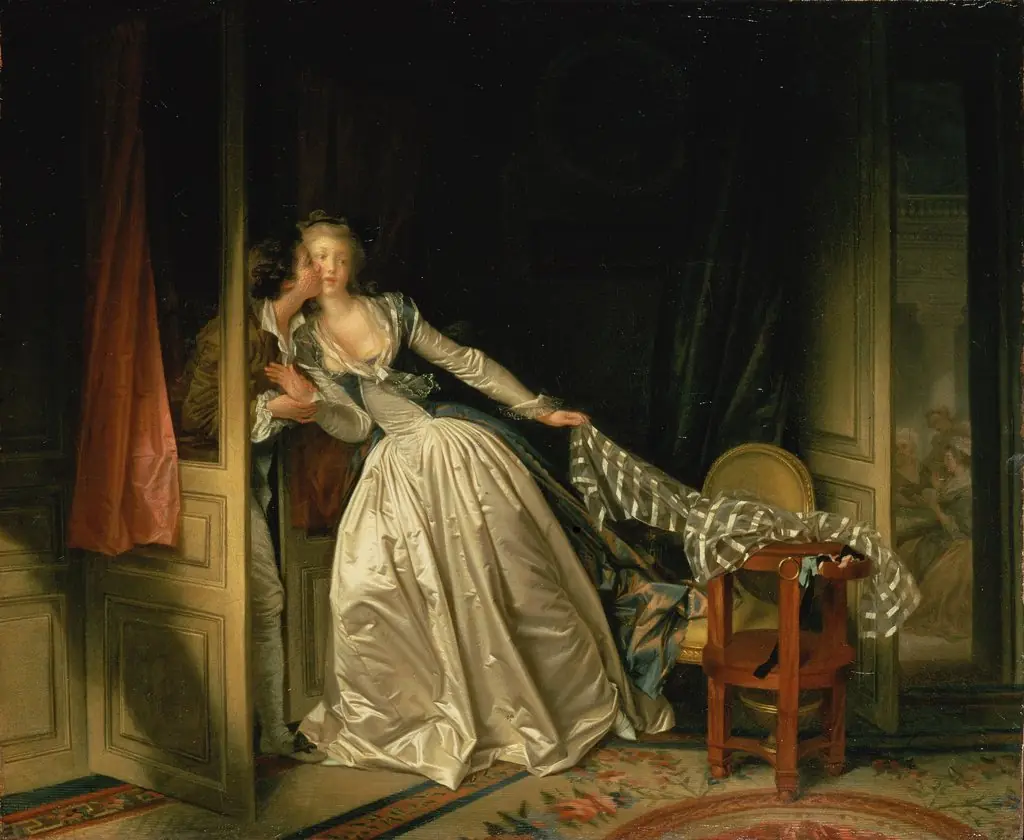 The Stolen Kiss, by Jean Honoré Fragonard, oil, 1794