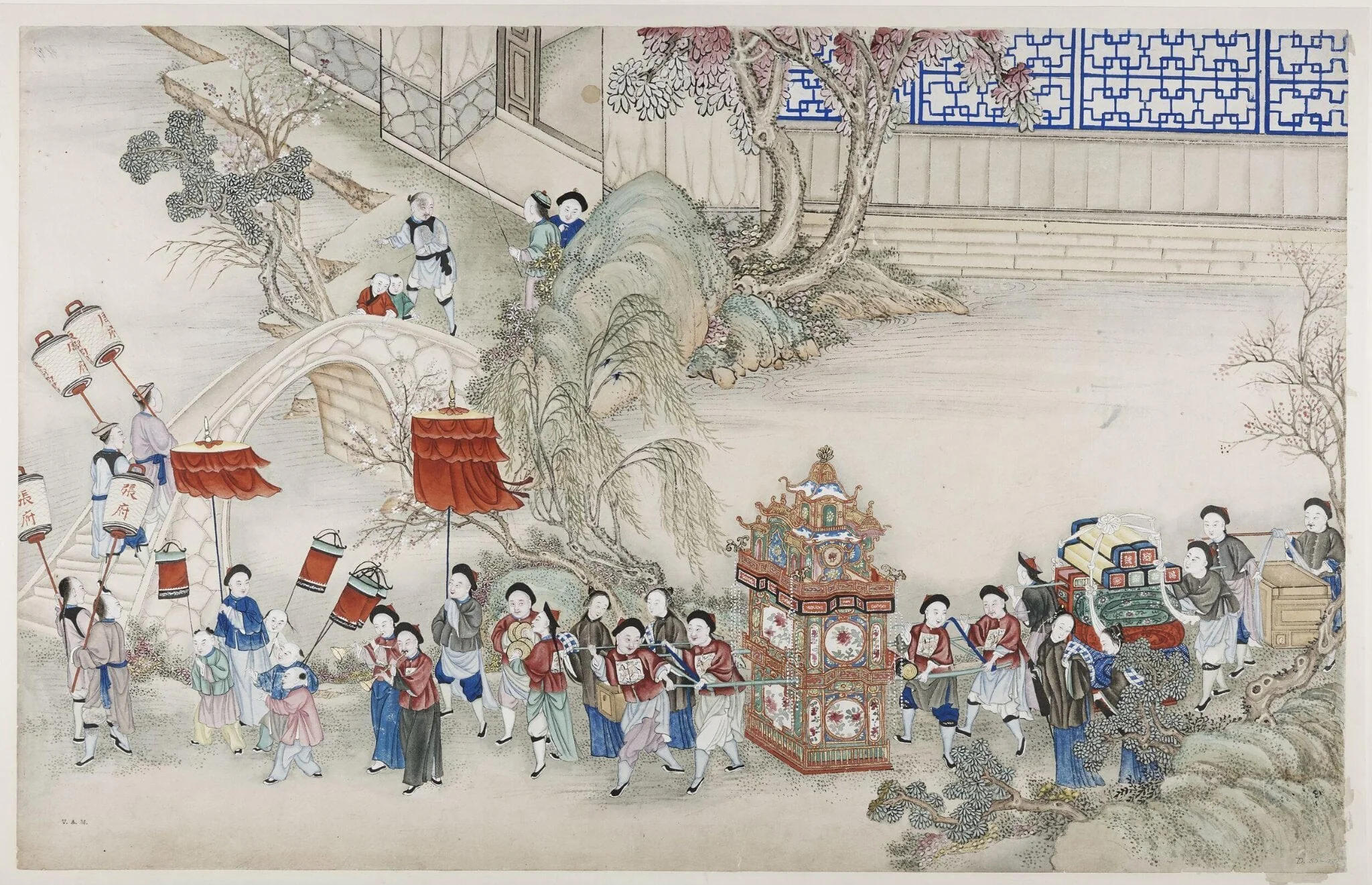 One scene of a wedding: the bride and her dowry on her way to her new home, detail