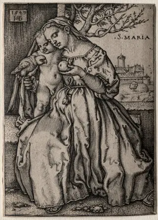 Virgin with the Parrot, by Sebald Beham, 1549