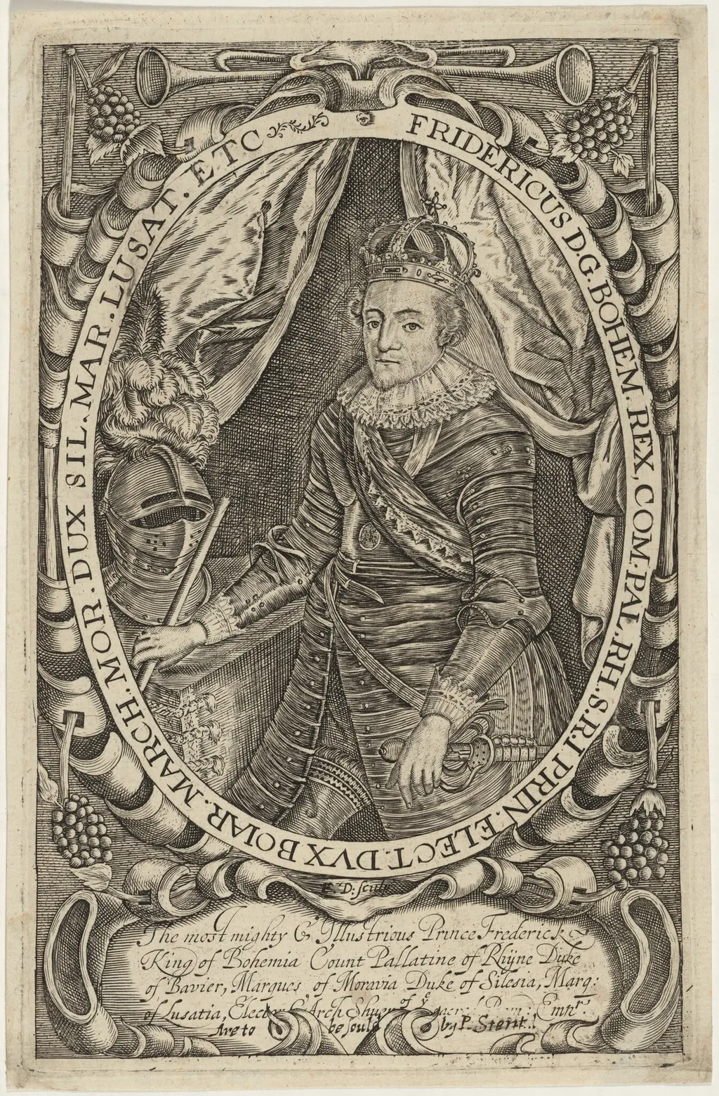 Frederick V, King of Bohemia, by Francis Delaram, ink, 1608