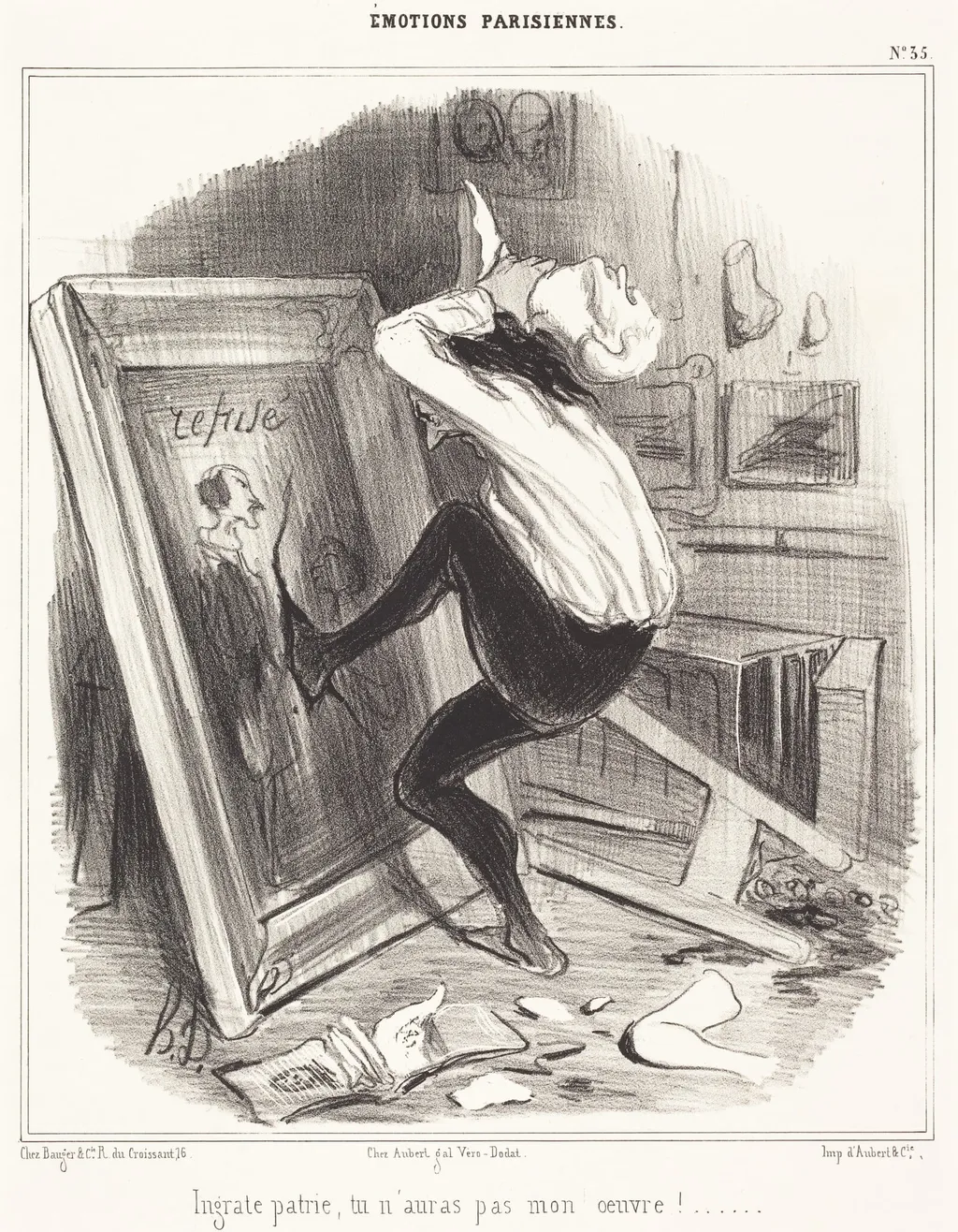 Ingrate patrie, tu n'auras pas mon oeuvre!..., by Honoré Daumier, ink, 1840