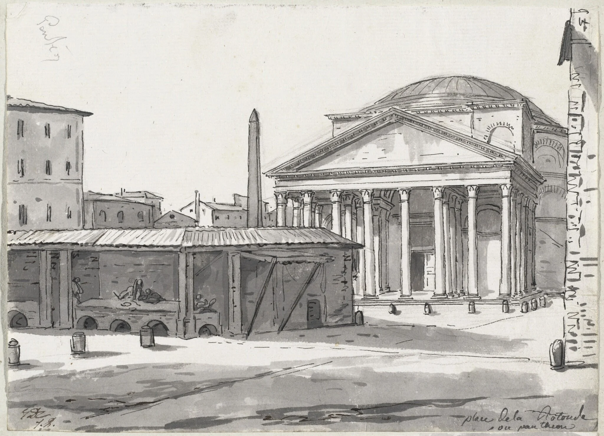 The Pantheon Seen from the Piazza, detail