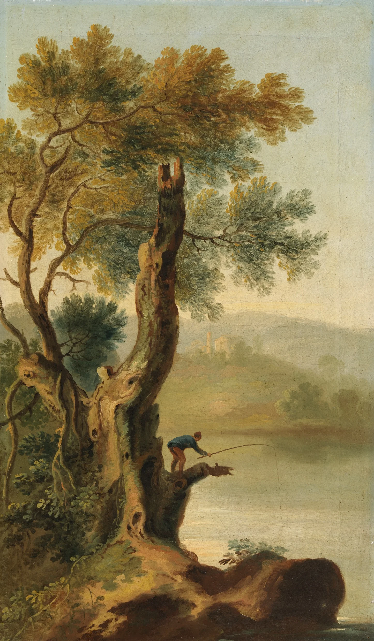 A Landscape with a Man Fishing, detail