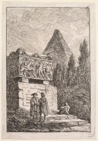 Le Sarcophage, by Hubert Robert, 1764