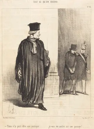 Tiens v'la peut-etre une pratique, by Honoré Daumier, ink, 1847